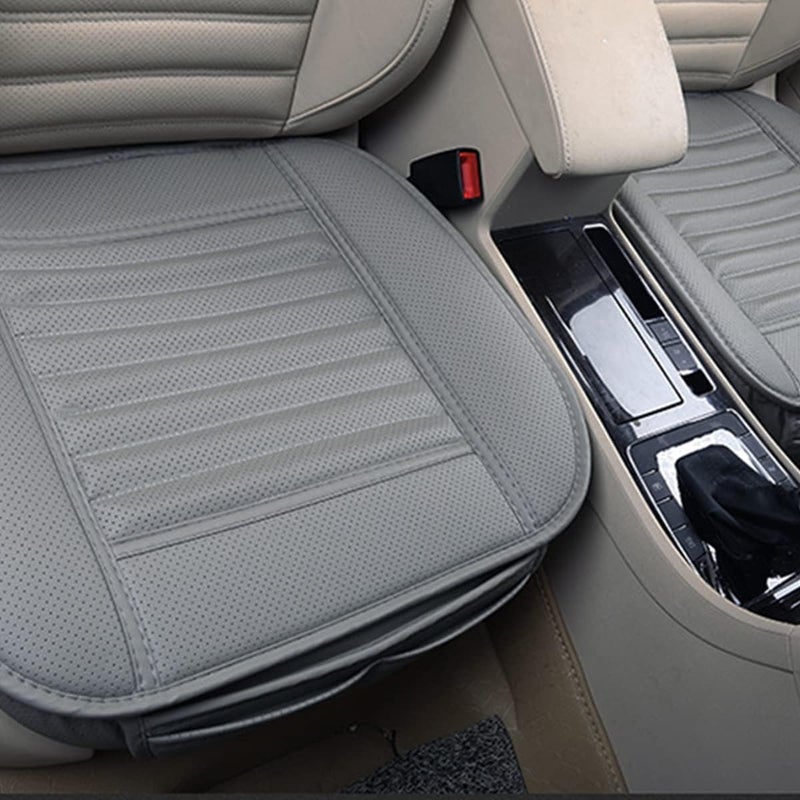 zipelo 2 Pack Car Seat Covers for Front Seats, Breathable Leather Cushion Protector, Anti-Slip Driver Seat Padded with Storage Pockets, Auto Interior Decoration for Most Vehicles (Gray) - Image 3